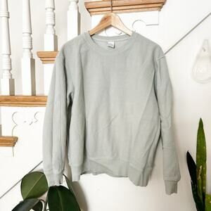 Zara Light Gray Crewneck Sweatshirt 100% Cotton Long Sleeve Pullover Size M